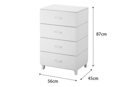 ホコリが入りにくい 壁付デザインチェスト LCチェスト 4段 ライトグレー 組立式 燕三条製 収納棚 キャビネット 収納ボックス 衣類収納 衣装ケース 引出し収納 新生活 【019S011】