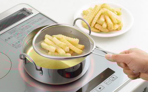 IH対応 揚げ鍋セット（天ぷら鍋セット） 20cm キッチン用品 調理器具 燕三条製 ステンレス製【015P057】