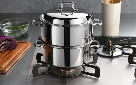 コンパクトスチームポット 17cm IH対応 食洗器対応  ステンレス製 蒸し器 両手鍋としても【016P058】