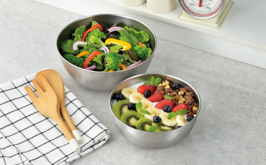 ステンレスボウル18cm2個セット（シリコン蓋付） キッチン用品 キッチングッズ ステンレス製 燕三条製 新生活 一人暮らし【016S048】