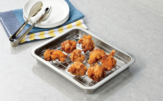 ステンレスバット3枚・蓋2枚・アミ1枚 6点セット キッチン用品 キッチングッズ ステンレス製 燕三条製 新生活 一人暮らし【020S073】