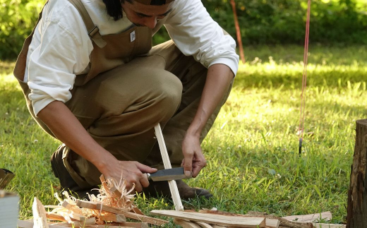 [TEPPA] 焚火鉈 角田 レッド 専用革ケース付 キャンプ用品 アウトドア用品 【021S013】