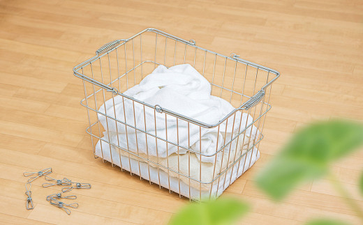 [家事問屋] 取って付きバスケット 大 ハンドル付 タオル収納 ステンレス製 キッチン用品 ランドリー用品 燕三条製 下村企販 新生活 【022S074】