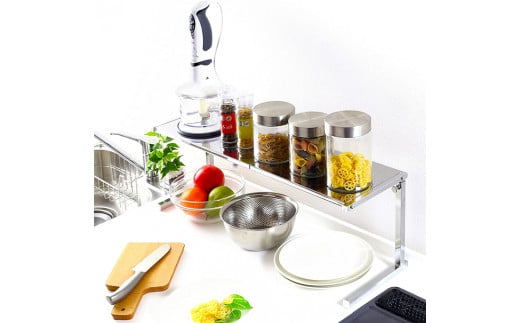 シンク上カウンターラック 1段 ワイド 収納棚 収納 インテリア キッチンツール キッチン用品 キッチンラック 省スペース 隙間収納 小物収納 燕三条製 [川口工器]【024S005】