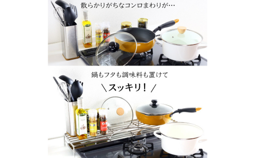 排気口カバー付コンロ奥ラック65 オールステンレス フラット キッチン 収納 キッチンラック コンロ奥 コンロカバー キッチン用品 燕三条製 [川口工器] 【025S062】