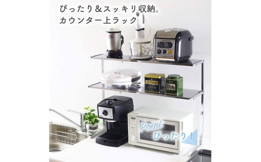 シンク上カウンターラック 2段 スリム 収納スペース 収納棚 キッチンラック キッチンツール インテリア 調味料ラック 組立品 おしゃれ シンプル 省スペース 隙間収納 小物収納 [川口工器]【033S009】
