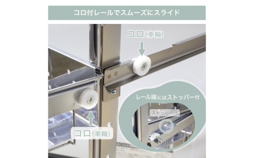 ランドリーサイドラック3段幅17cm ランドリー 洗濯機 横ラック 収納 隙間収納 すき間収納 ランドリー収納 ランドリーラック 洗面所収納 ステンレス スリム スライド 段差 燕三条製 [川口工器] 【037S028】