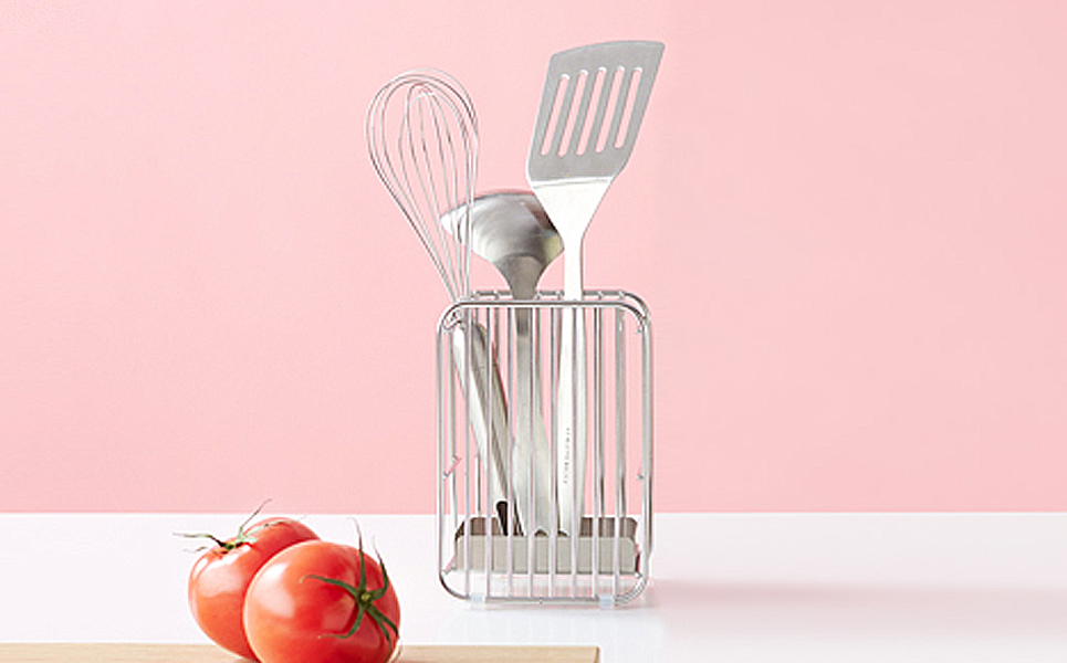 おしゃれなステンレス製キッチン用品 ツールスタンドS シルバー[ハナウタ]【010P006】