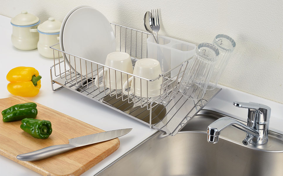 斜めに流れる1段水切り 左置き用 ステンレス製水切りカゴ  燕三条製 [ビーワーススタイル]【013P044】