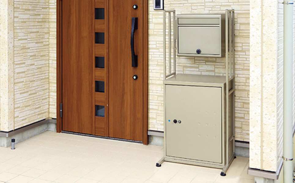 [グリーンライフ] 大容量で戸建てにも好評 薄型郵便ポスト＆鍵付宅配ボックス【090P003】