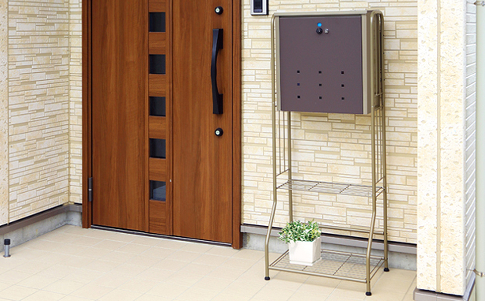 [グリーンライフ] 大容量で戸建てにも好評 宅配ボックス＆スタンドセット【100P008】