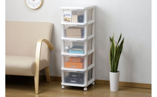 アチェスト 5段 ホワイト/クリア 収納ケース natura achest (アチェスト) 5段 クリア 透明 引出し衣装ケース 衣類 クローゼット収納 新生活 一人暮らし 【010S032】