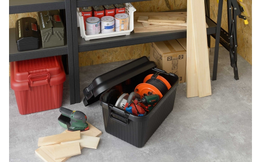 コンテナボックス ベリアスボート M ブラック 蓋つき コンテナボックス 収納コンテナ アウトドア boxコンテナ 屋外収納 収納ケース 新生活 一人暮らし 【010S061】