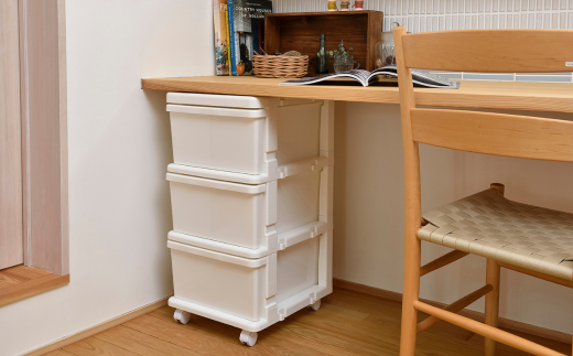 シーズユニット3段 WHホワイト 収納チェスト 幅35 奥行42 高さ63.3 引き出し シンプル 衣替え 新生活 リビングチェスト キャスター付き スリム ラック プラスチック 収納チェスト キャスター スリムチェスト 一人暮らし [JEJアステージ] 【010S447】