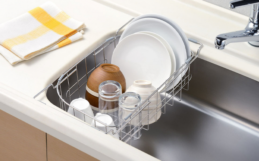 深型水切りカゴ シンク内でも使えるトレー&水切りで調理スペースが広がる [leye]【012P050】