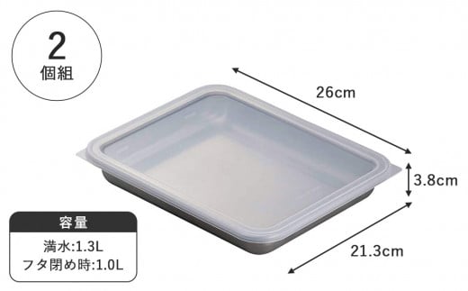蓋付ステンレスバット ワイド２個組 キッチン用品 燕三条製 新生活 一人暮らし 下村企販【012S108】