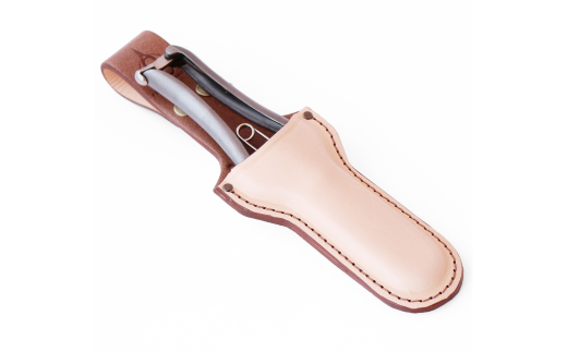 本鍛造剪定芽切鋏 本革 T17C（ハサミポーチR4付） 燕三条製 宗家秀久 [外山刃物] 【048S007】