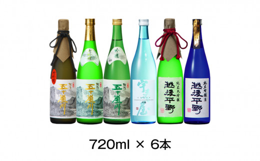 純米大吟醸・大吟醸・吟醸・大吟醸原酒 飲み比べセット（720ml×6本） 日本酒 新潟清酒 地酒 [福顔酒造] 【057P001】