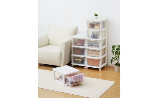 アチェスト 5段 ホワイト/クリア 収納ケース natura achest (アチェスト) 5段 クリア 透明 引出し衣装ケース 衣類 クローゼット収納 新生活 一人暮らし 【010S032】