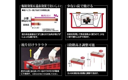 少煙BBQコンロセット（トング・ブラシ付）[グリーンライフ] 【022S001】