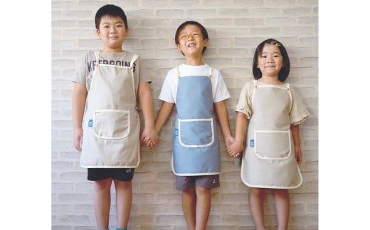 親子エプロンセット 無地 男女兼用 シンプル 動きやすい 丈夫 キッズ おそろい ベージュ [+salt (プラスソルト)] 【013S064】