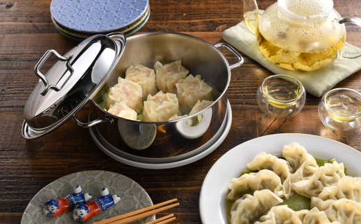 コンパクトスチームポット 17cm IH対応 食洗器対応  ステンレス製 蒸し器 両手鍋としても【016P058】