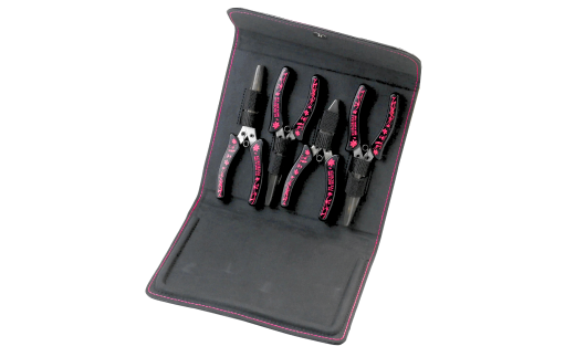 こだわりの4本セット(平ヤットコ・丸ヤットコ・ニッパ・先曲り平ヤットコ) アクセサリーレシピ付 [KUROBISAI] ハンドメイド アクセサリー 工具セット 燕三条製【031S015】