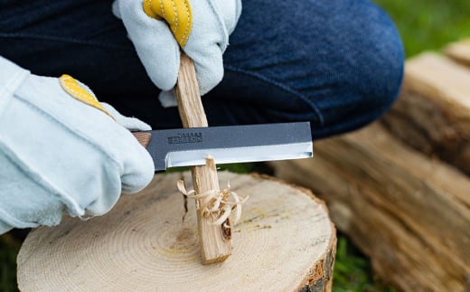 [BABACHO] 薪割りに 多喜火鉈・ブビンガ ビンテージ風 （コンパクト鉈） 110mm 革ケース付き （ナタ） キャンプ用品 アウトドア用品 登山 【033S004】