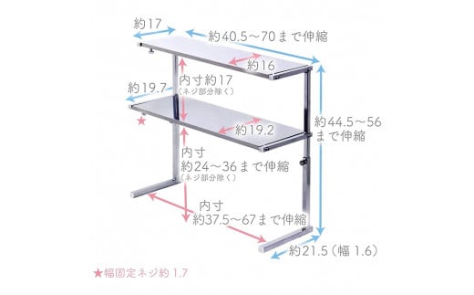 シンク上カウンターラック 2段 スリム 収納スペース 収納棚 キッチンラック キッチンツール インテリア 調味料ラック 組立品 おしゃれ シンプル 省スペース 隙間収納 小物収納 [川口工器]【033S009】