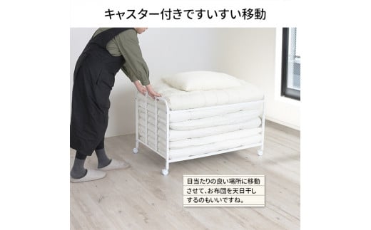 布団収納ラック ロータイプ1段 布団 ふとん収納 ウォークインクローゼット 整理棚 押し入れ収納 シンプル 燕三条製 （キャスター付） [川口工器] 【043S011】