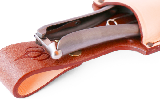 本鍛造剪定芽切鋏 本革 T17C（ハサミポーチR4付） 燕三条製 宗家秀久 [外山刃物] 【048S007】