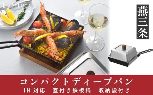 [APELUCA] IH対応 コンパクトディープパン 蓋付き COMPACT DEEP PAN【022P011】