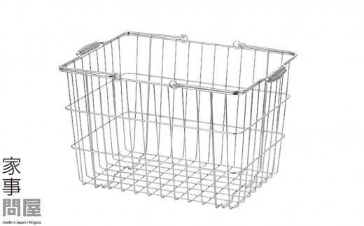 [家事問屋] 取って付きバスケット 大 ハンドル付 タオル収納 ステンレス製 キッチン用品 ランドリー用品 燕三条製 下村企販 新生活 【022S074】