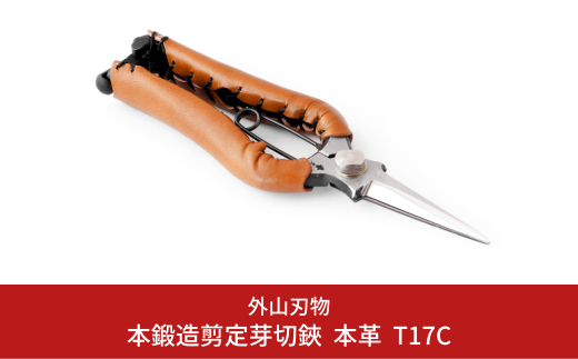 本鍛造剪定芽切鋏 本革 T17C（ハサミポーチR4付） 燕三条製 宗家秀久 [外山刃物] 【048S007】