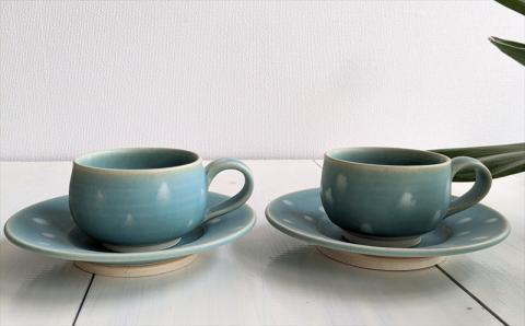 アトリエ九禅 マリンスノー カップ＆ソーサー 2客セット