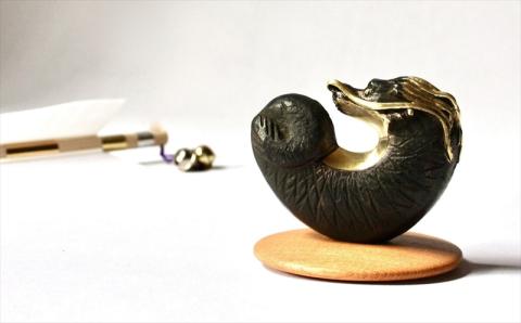 2024モデル干支「辰」置物 蝋型鋳金干支【新潟県無形文化財認定の伝統製法】＆石塚酒造 姫の井 純米大吟醸720ml（化粧箱入り）