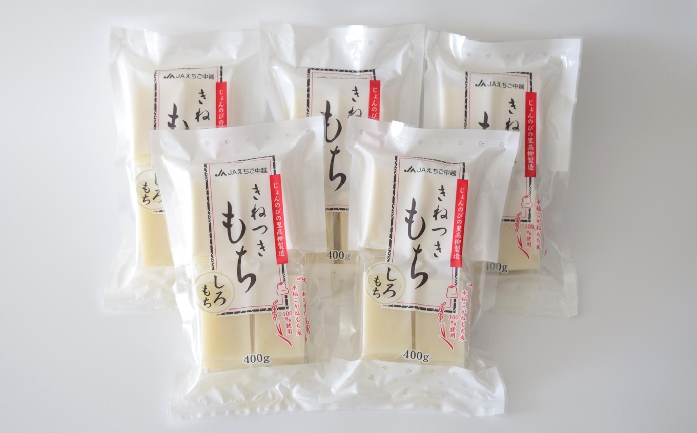 【12/15決済完了分まで年内発送】きねつきもち 白もち 40切 2kg （400g×5袋） 食べきり 2個ずつ個包装 [Y0391]