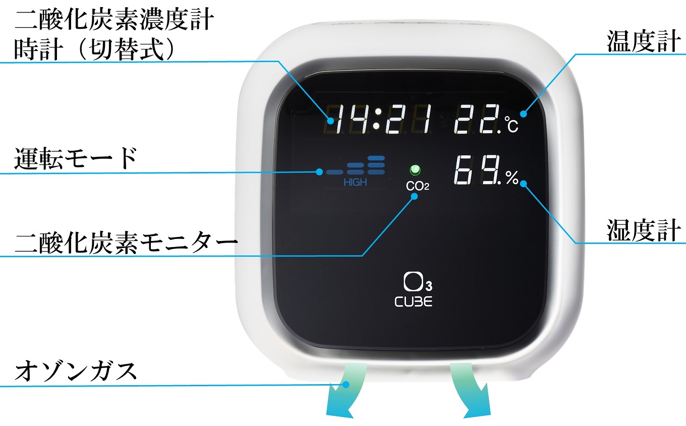 除菌・脱臭 二酸化炭素濃度センサー付きオゾン発生器 オースリーキューブ（ミントグリーン）