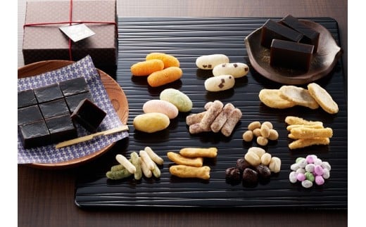 菓子道楽新野屋 くろ羊かん（5本）・米菓（11種） にぎわいセット
