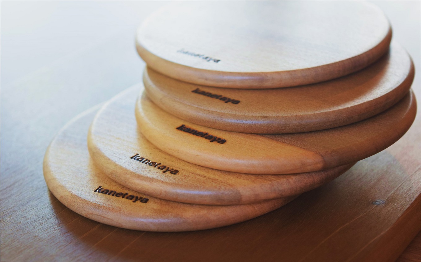 米山山麓の天然無垢材 コースター 5枚セット