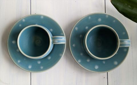 アトリエ九禅 マリンスノー カップ＆ソーサー 2客セット