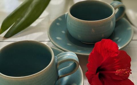 アトリエ九禅 マリンスノー カップ＆ソーサー 2客セット