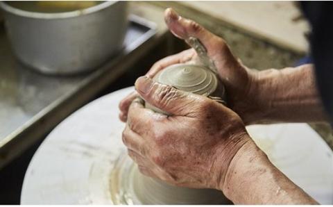 明城焼 恒炎窯 白釉角皿 2枚セット