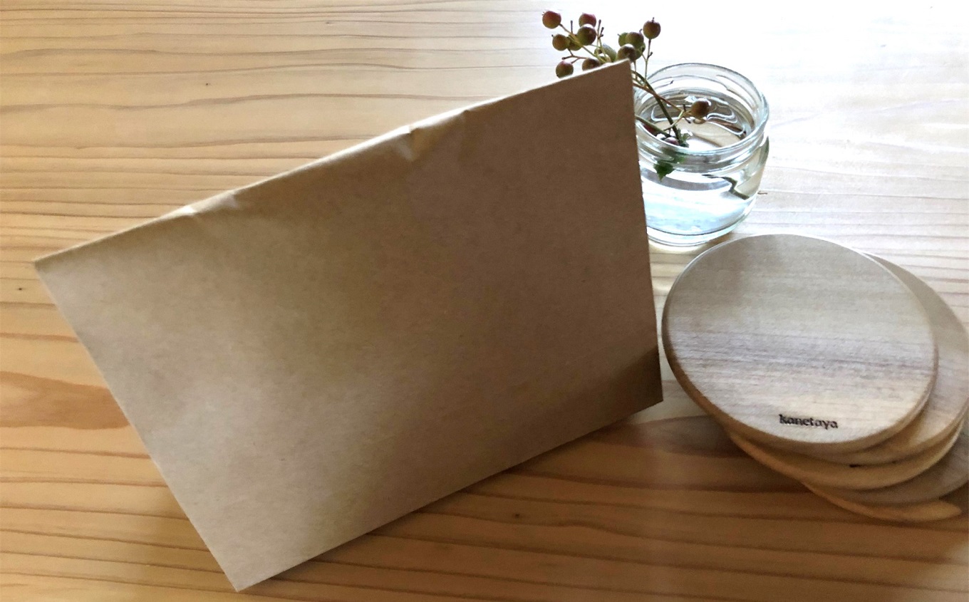 米山山麓の天然無垢材 コースター 5枚セット