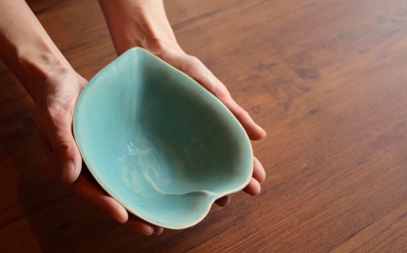 アトリエ九禅 ターコイズブルー ハートボウル