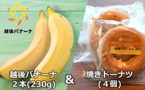 【雪国新潟産バナナ】越後バナーナ 2本（230g）＆焼きドーナツ 4個 セット