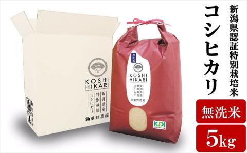 【令和7年産新米】コシヒカリ 無洗米 5kg 新潟県認証特別栽培米 重ちゃんが愛情込めて作ったお米[Y0066]