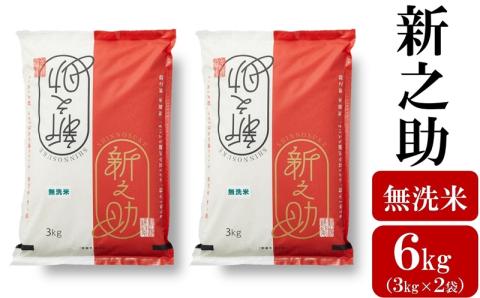 【令和7年産米】新之助 無洗米 6kg（3kg×2袋） 徳永農園[Y0138]
