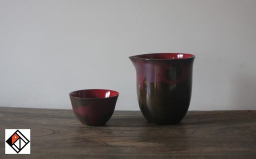 【新潟県伝統的産業品認定 斑紫銅】斑紫銅 Tanrei 酒器＆片口 朱色仕上げ[ZQ001]