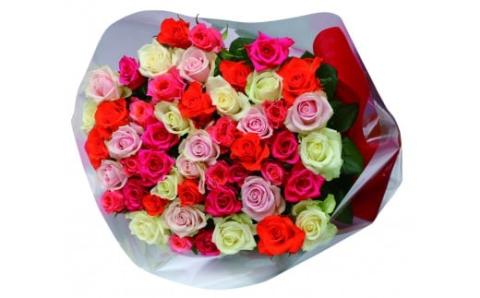 生産者直送！バラの花束 お任せMIX50本 【 バラ 生花 花束 フラワーアレンジメント 記念日 プレゼント 花 50本 MIX G03 】